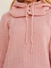 WOMEN'S LONG SLEEVE HOODED KNIT PULLOVER SWEATER