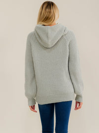 WOMEN'S LONG SLEEVE HOODED KNIT PULLOVER SWEATER