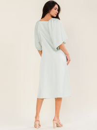 ENTRO WOMEN'S SHORT SLEEVE SOLID MIDI DRESS