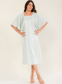 ENTRO WOMEN'S SHORT SLEEVE SOLID MIDI DRESS