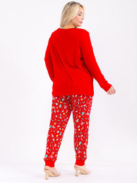 PLUS SIZE LONG SLEEVE SHIRT & ELASTIC WAIST JOGGER PANTS HOLIDAY PRINT 2PC. SET