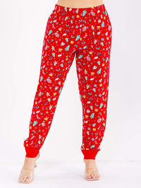 PLUS SIZE LONG SLEEVE SHIRT & ELASTIC WAIST JOGGER PANTS HOLIDAY PRINT 2PC. SET