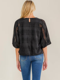 WOMEN'S SHORT SLEEVE BUBBLE HEM BLOUSE
