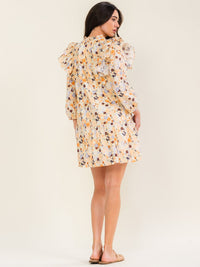 ENTRO WOMEN'S 3/4 SLEEVE V-NECK FLORAL PRINT MINI DRESS
