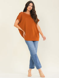WOMEN'S SHORT SLEEVE LOOSE FIT BLOUSE