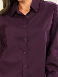 ENTRO WOMEN'S LONG SLEEVE BUTTON UP HIGH-LOW OVERSIZED SHIRT
