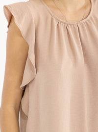 WOMEN'S RUFFLE SLEEVE SOLID LOOSE FIT BLOUSE
