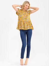 WOMEN'S SHORT SLEEVE LOOSE FIT FLORAL TOP