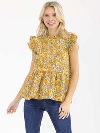 WOMEN'S SHORT SLEEVE LOOSE FIT FLORAL TOP