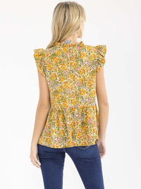 WOMEN'S SHORT SLEEVE LOOSE FIT FLORAL TOP