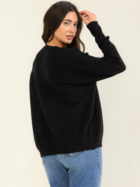 WOMEN'S LONG SLEEVE CHEERS PRINT PULLOVER SWEATER