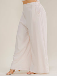 PLUS SIZE ELASTIC WAIST FRONT POCKETS WIDE LEG PANTS
