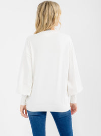 WOMEN'S LONG SLEEVE SANTA GRAPHIC PULLOVER SWEATER
