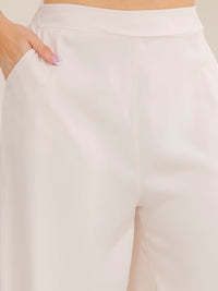 PLUS SIZE ELASTIC WAIST FRONT POCKETS WIDE LEG PANTS