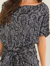 BEULAH WOMEN'S SHORT SLEEVE FRONT TIE MULTI PRINT MAXI DRESS