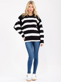 WOMEN'S LONG SLEEVE COLORBLOCK KNIT PULLOVER SWEATER