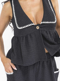 WOMEN'S SLEEVELESS TOP & ELASTIC WAIST SHORTS DETAILED 2PC. SET