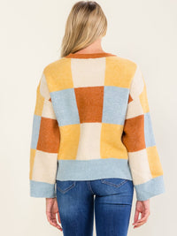 WOMEN'S LONG SLEEVE COLORBLOCK PULLOVER SWEATER