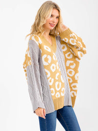WOMEN'S LONG SLEEVE V-NECK KNIT PULLOVER SWEATER