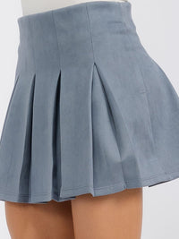 WOMEN'S ELASTIC WAIST PLEATED VELVET FLARE MINI SKIRT