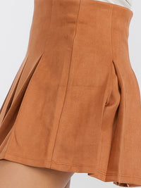 WOMEN'S ELASTIC WAIST PLEATED VELVET FLARE MINI SKIRT