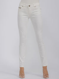 WOMEN'S BUTTON CLOSURE POCKETS SKINNY LEG DENIM TIE DYE PANTS