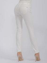 WOMEN'S BUTTON CLOSURE POCKETS SKINNY LEG DENIM TIE DYE PANTS