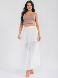 WOMEN'S ELASTIC WAIST PLEATED MAXI SKIRT