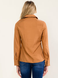 ******WOMEN'S LONG SLEEVE BUTTON UP LINEN BLOUSE