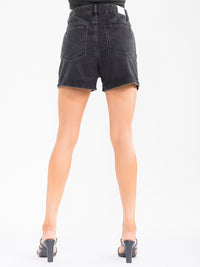 WOMEN'S BUTTON CLOSURE POCKETS DENIM PEARL DETAILED MINI SHORTS