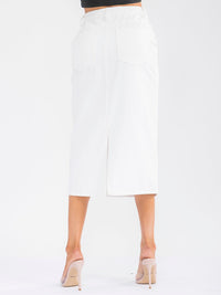 WOMEN'S BUTTON CLOSURE POCKETS DENIM MAXI SKIRT