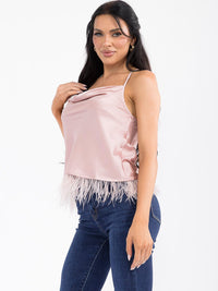 WOMEN'S SLEEVELESS OPEN BACK TRIM DETAILED TOP