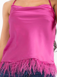 WOMEN'S SLEEVELESS OPEN BACK TRIM DETAILED TOP