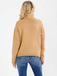 WOMEN'S LONG SLEEVE TURTLE KNIT PULLOVER SWEATER