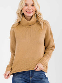 WOMEN'S LONG SLEEVE TURTLE KNIT PULLOVER SWEATER