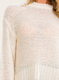 WOMEN'S LONG SLEEVE CROCHET PULLOVER SWEATER