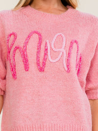 WOMEN'S SHORT SLEEVE MOM SWEATER TOP