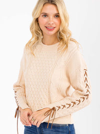 WOMEN'S LONG DETAILED SLEEVE PULLOVER SWEATER