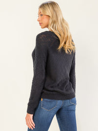 WOMEN'S LONG SLEEVE V-NECK BASIC KNIT TOP