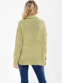WOMEN'S LONG SLEEVE TURTLE NECK KNIT PULLOVER SWEATER