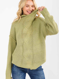 WOMEN'S LONG SLEEVE TURTLE NECK KNIT PULLOVER SWEATER