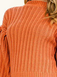 WOMEN'S LONG BALLOON SLEEVE KNIT PULLOVER SWEATER