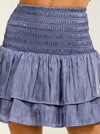 WOMEN'S ELASTIC WAIST TIERED RUFFLE MINI SKIRT
