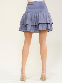 WOMEN'S ELASTIC WAIST TIERED RUFFLE MINI SKIRT
