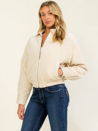 WOMEN'S LONG SLEEVE ZIP UP FRONT POCKETS BOMBER JACKETS