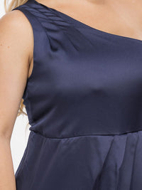 PUS SIZE SLEEVELESS ONE SHOULDER SURPLICE FRONT SLIT MAXI GOWN DRESS