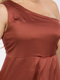 PUS SIZE SLEEVELESS ONE SHOULDER SURPLICE FRONT SLIT MAXI GOWN DRESS