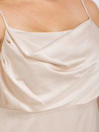 PUS SIZE SLEEVELESS COWL NECK SIDE SLIT MAXI GOWN DRESS