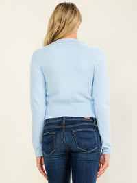 WOMEN'S LONG SLEEVE STUDS DETAILED PULLOVER SWEATER
