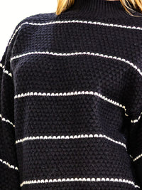 WOMEN'S LONG SLEEVE STRIPES PULLOVER SWEATER